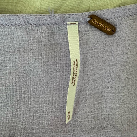 Free People Lolita Top Lavender‎ Purple Sheer Long Sleeve Ruffle Smocked Medium - Picture 4 of 11